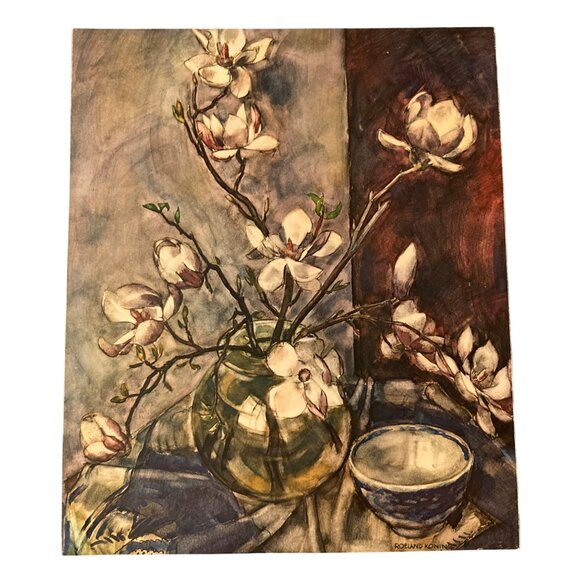 Roeland Koning Listed Artist Magnolia Flower Still Life Print - Picture 3 of 8